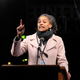 Maya Wiley speaks onstage during the We Stand United NYC Rally outside Trump International Hotel & Tower on January 19, 2017 in New York City.